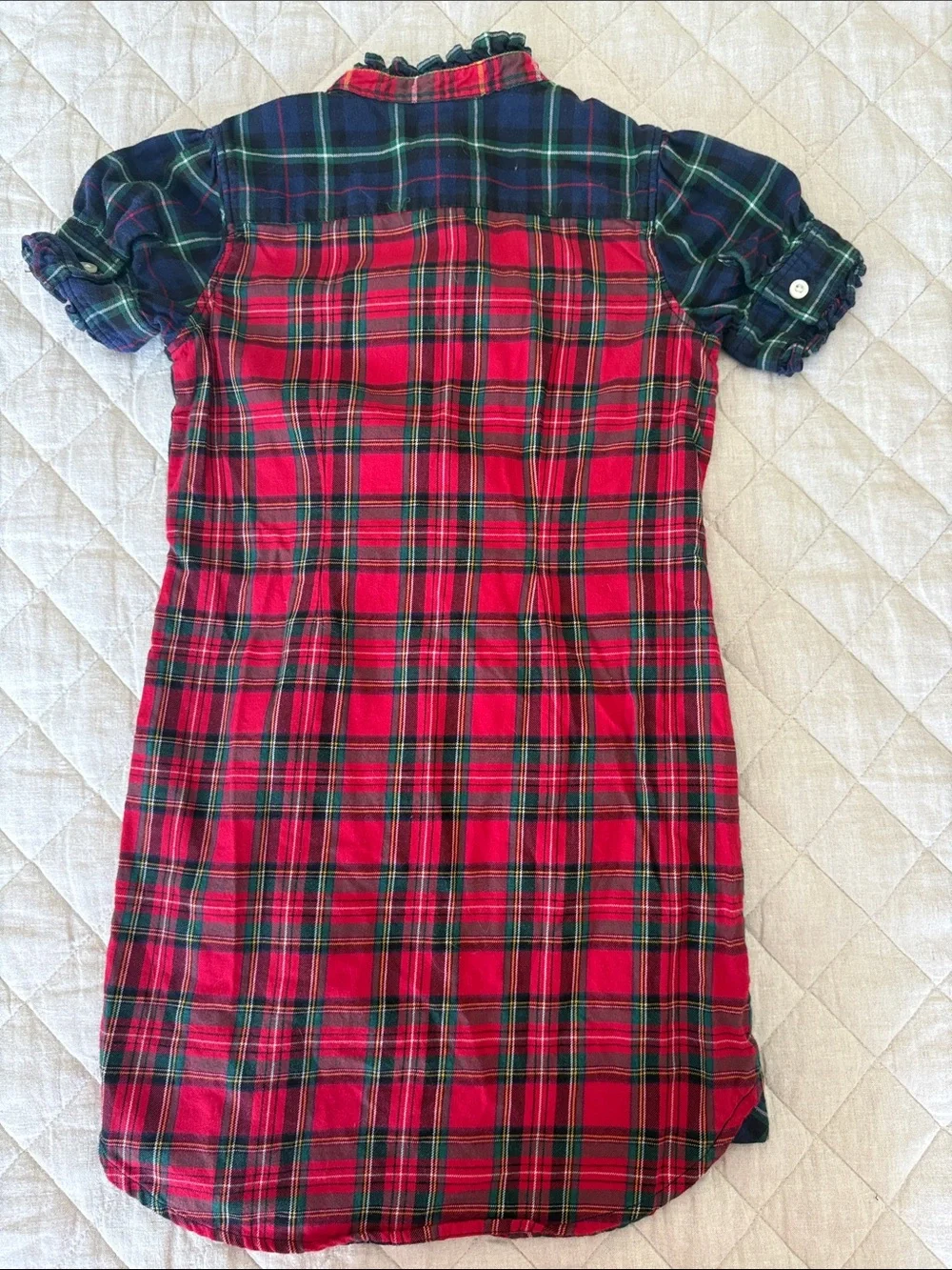 Ralph Lauren Red and Navy Plaid Ruffle Button-Front Dress